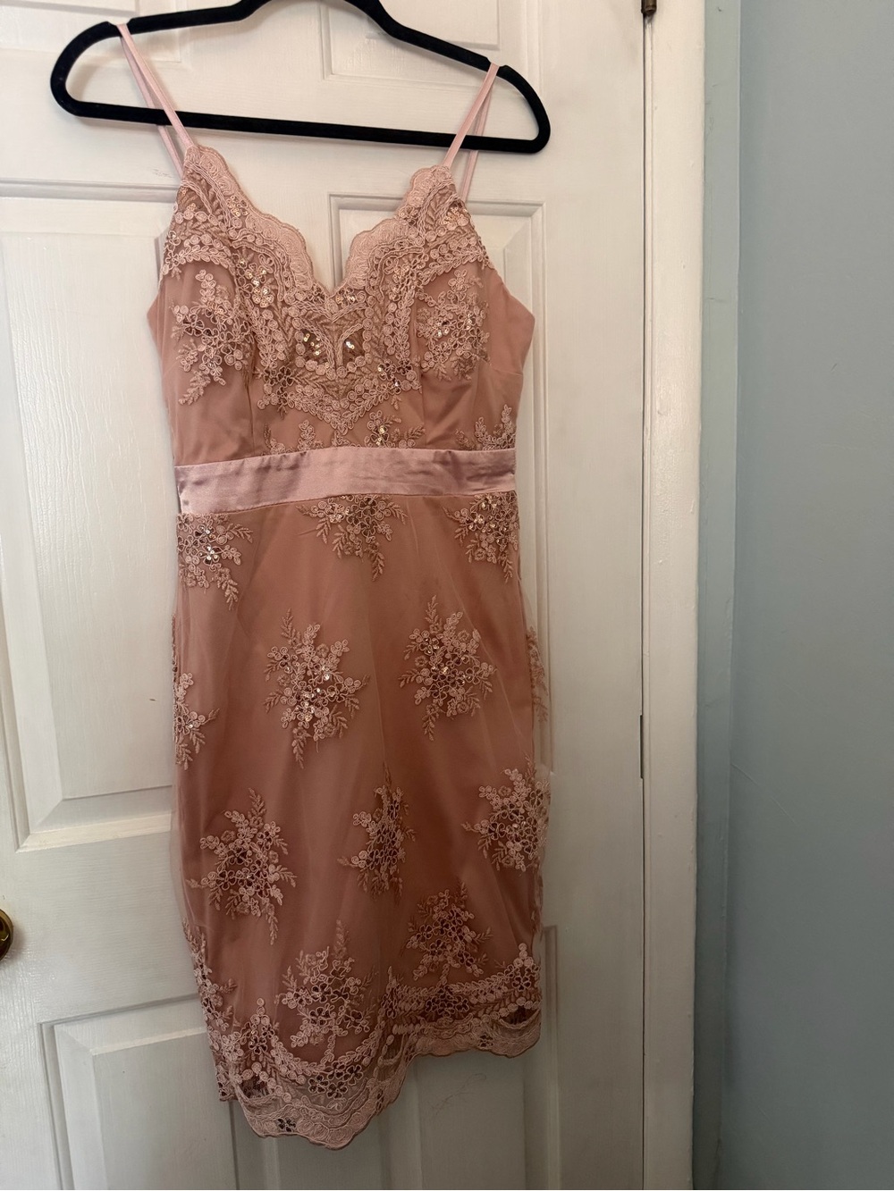 Venus Size 2 Blush Embroidered Sequin Lace Party Cocktail Dress